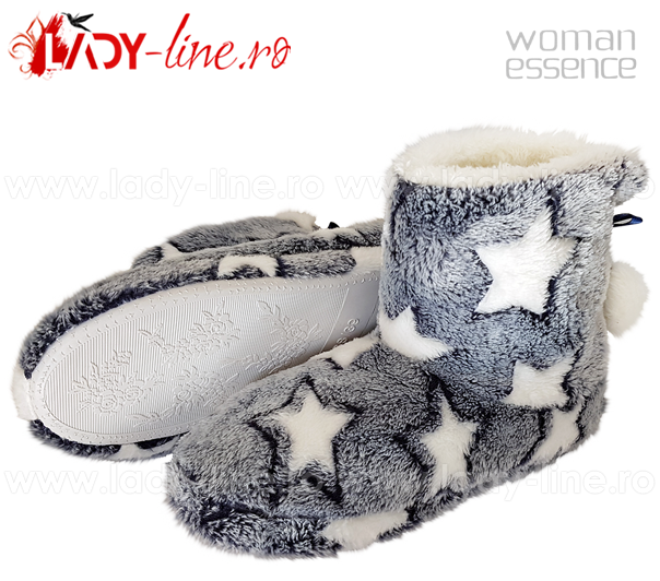 Papuci de Casa tip Cizmulite, 'Fluffy Stars'